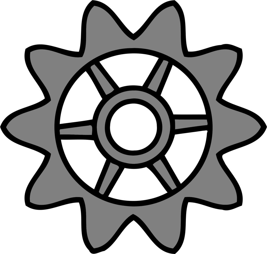 10-tooth gear with trapezium holes png transparent