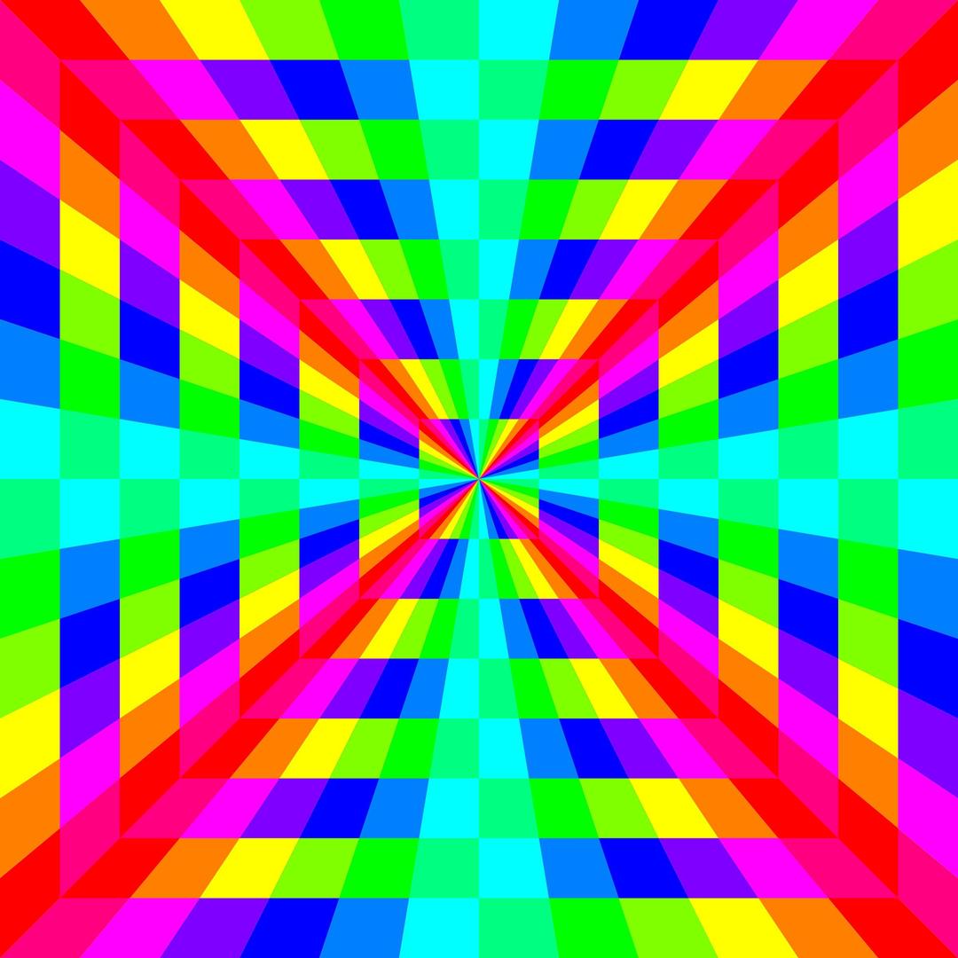 12 color rainbow square tunnel png transparent