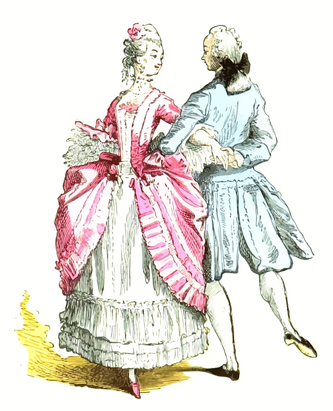 18th century French ballroom costumes 2 png transparent