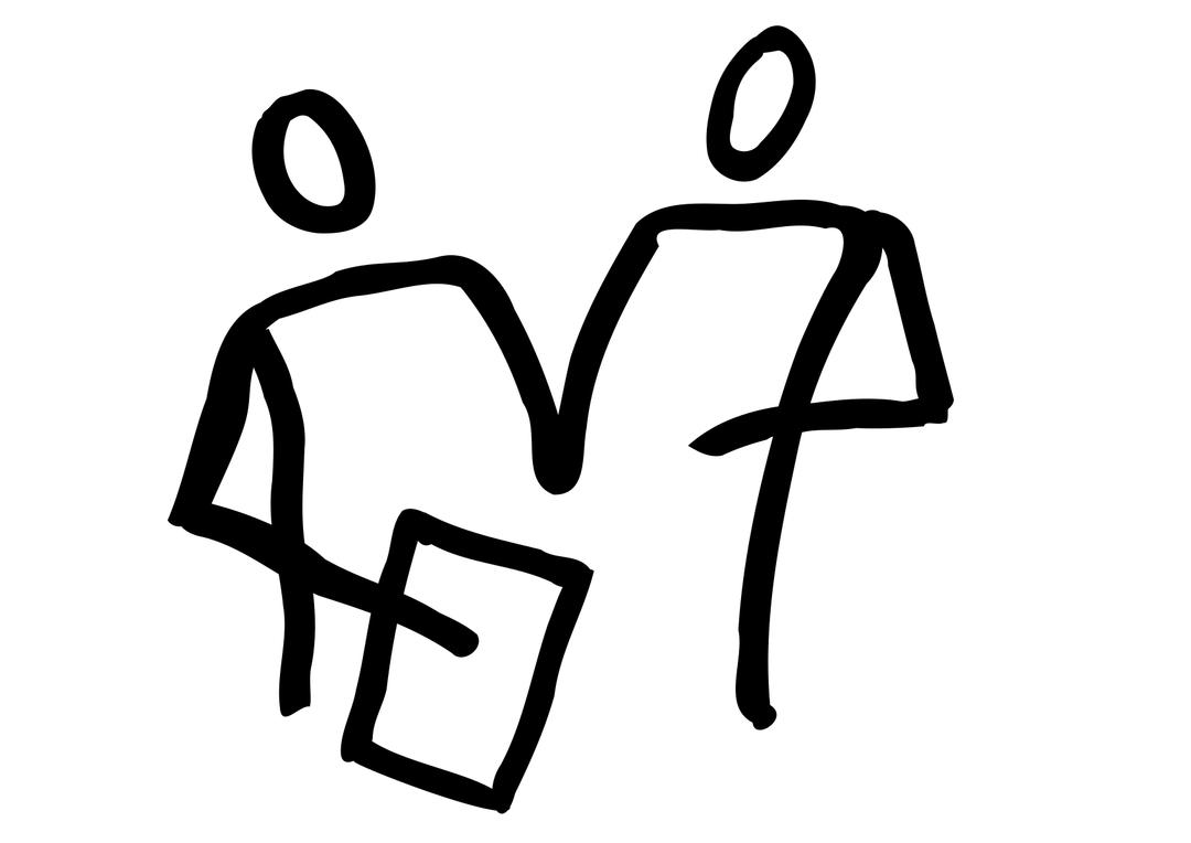 2 People looking at a clipboard png transparent
