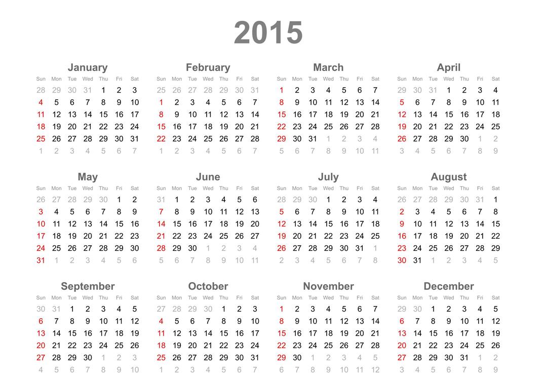 2015 Calendar png transparent