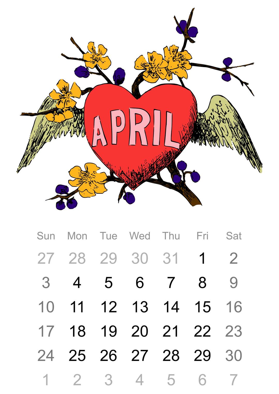 2016 April calendar png transparent