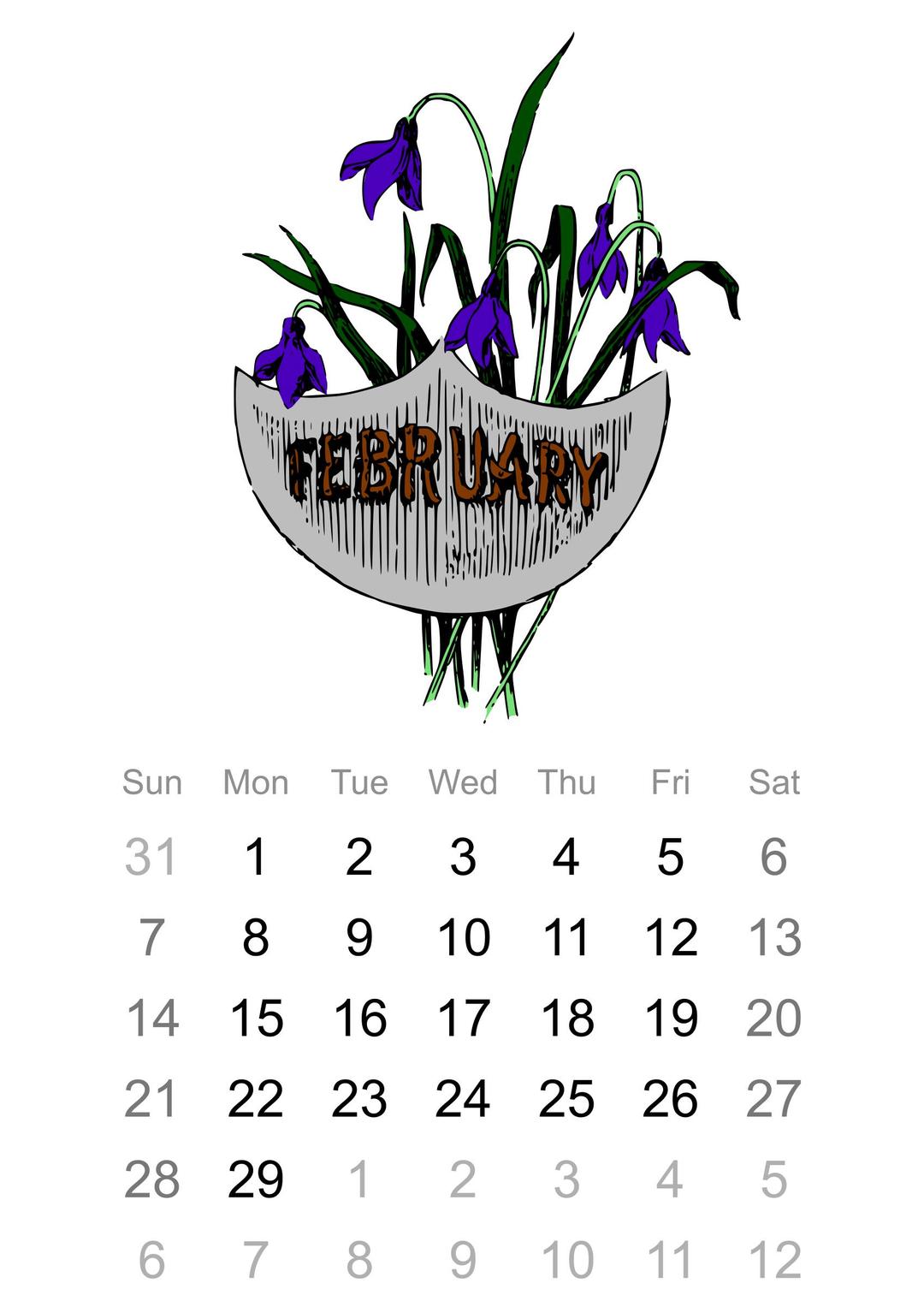 2016 February calendar png transparent