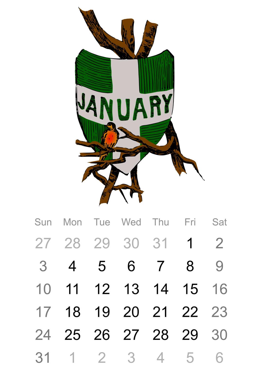 2016 January calendar png transparent