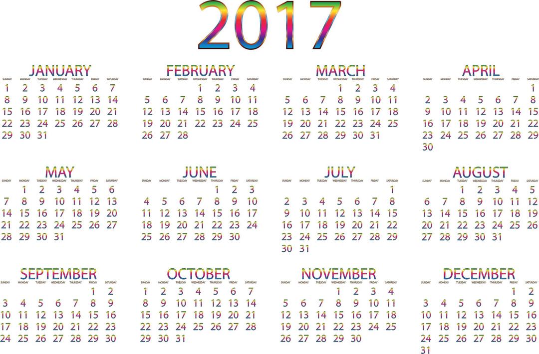 2017 Calendar Chromatic No Background png transparent