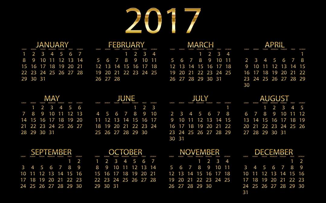 2017 Calendar Gold png transparent