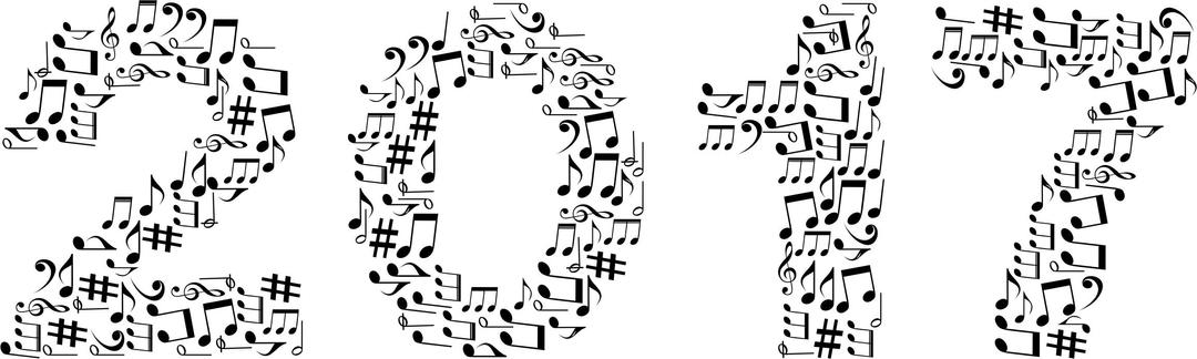 2017 Musical Notes Typography Black png transparent