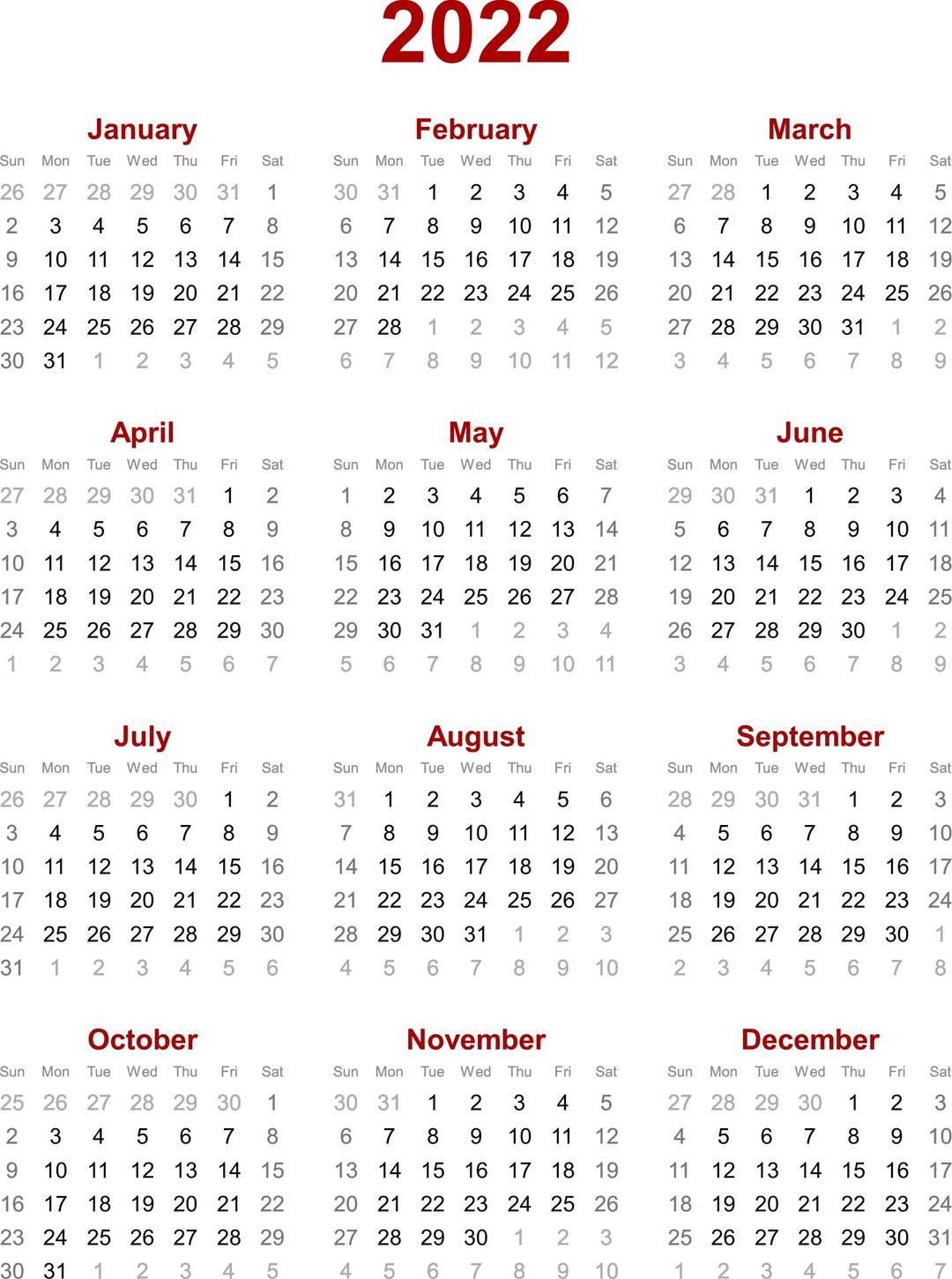 2022 calendar png transparent