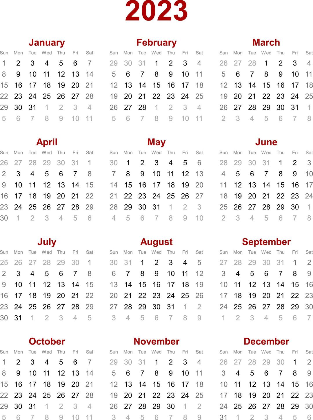 2023 calendar png transparent
