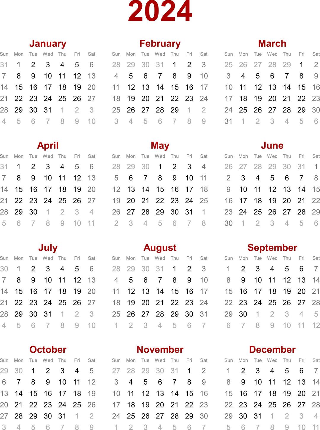 2024 calendar png transparent