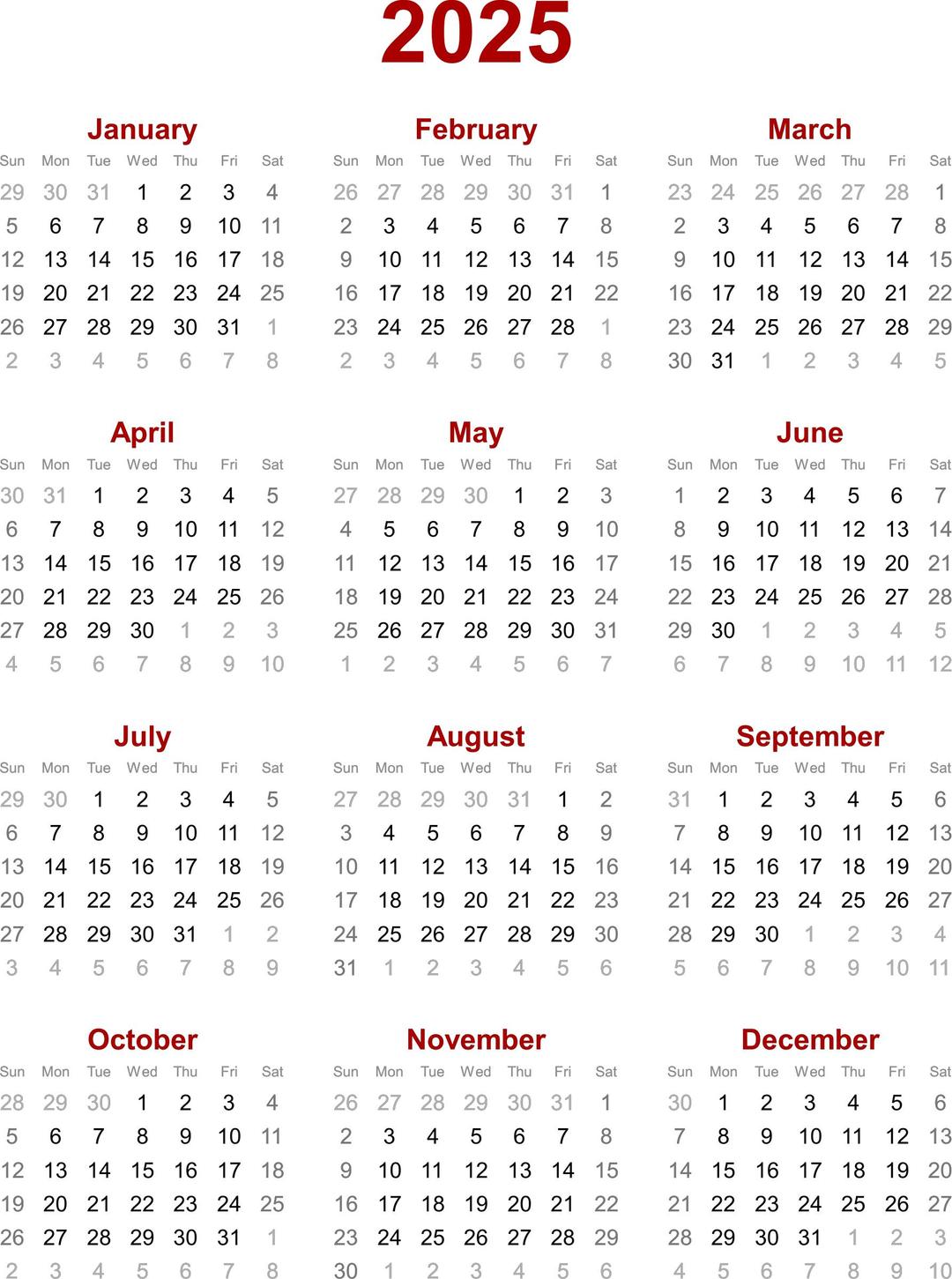 2025 calendar png transparent