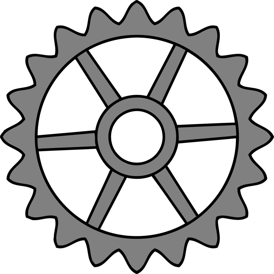 20-tooth gear with trapezium holes png transparent