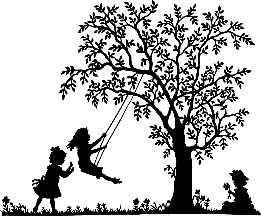 3 Girls Playing Vintage Silhouette png transparent