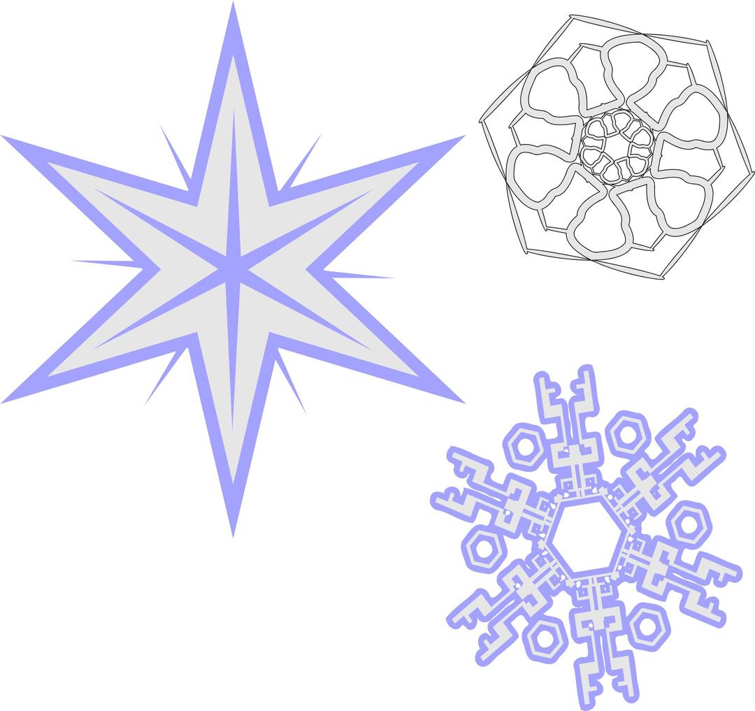 3 Snowflakes png transparent