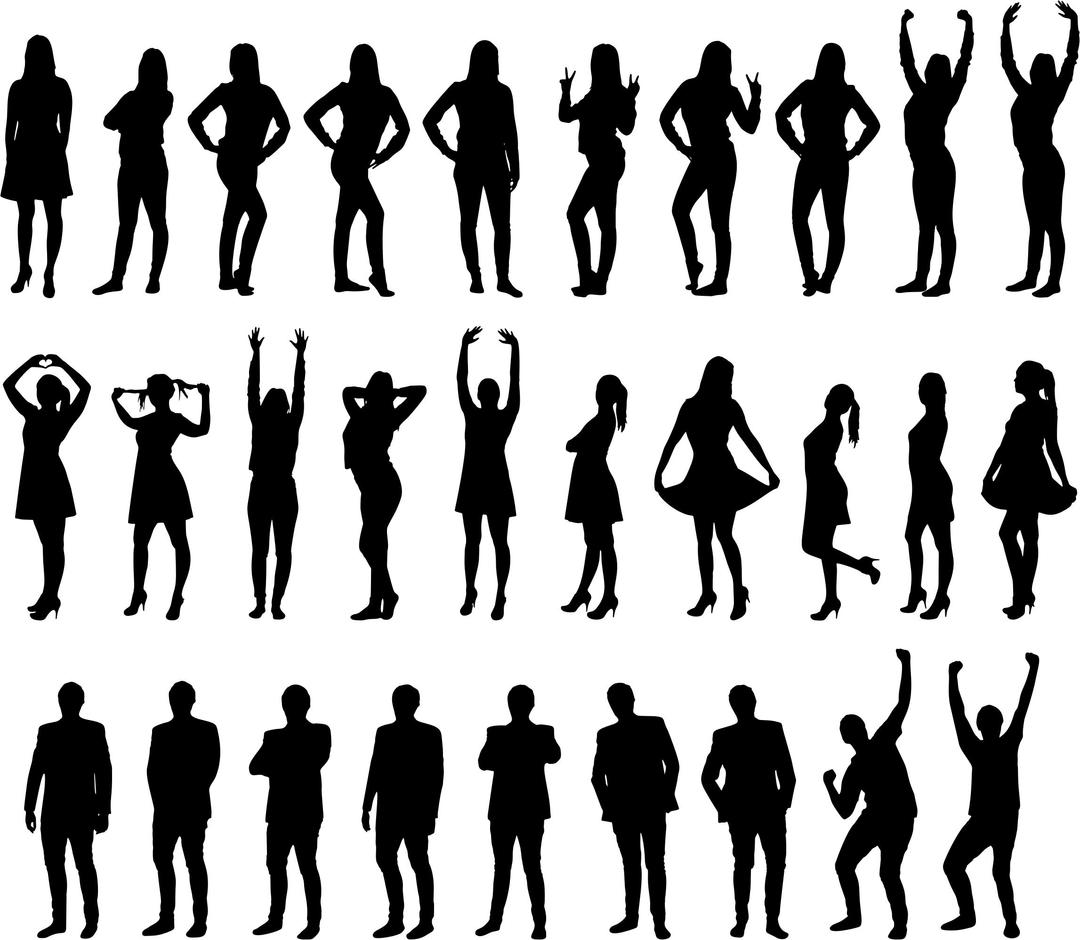 30 People Silhouettes png transparent