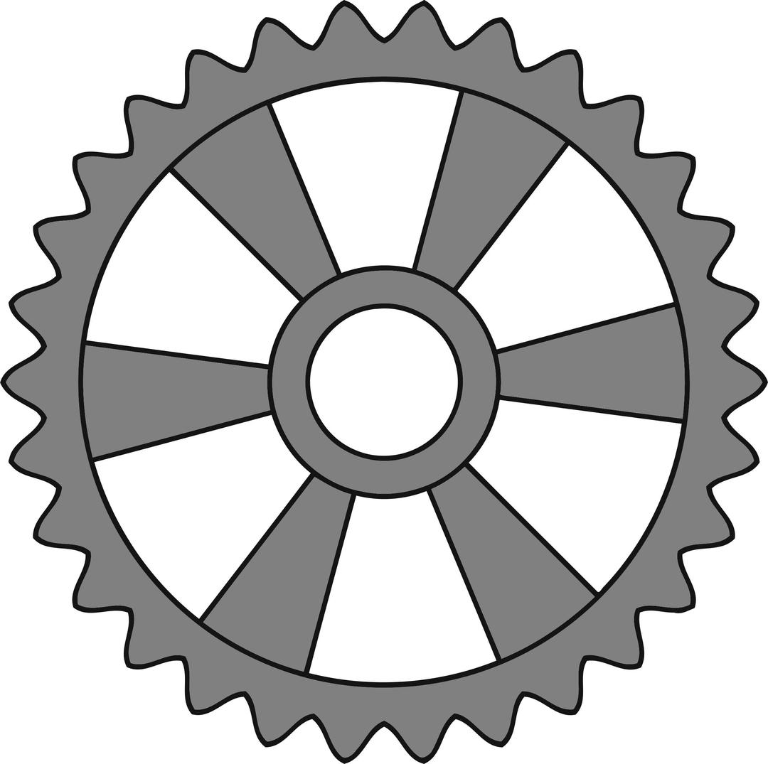 30-tooth gear with radial spokes png transparent