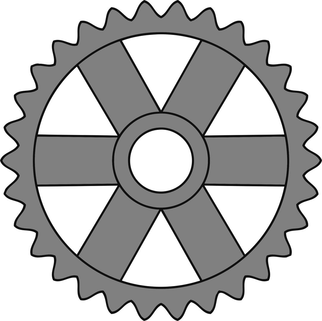 30-tooth gear with rectangular spokes png transparent