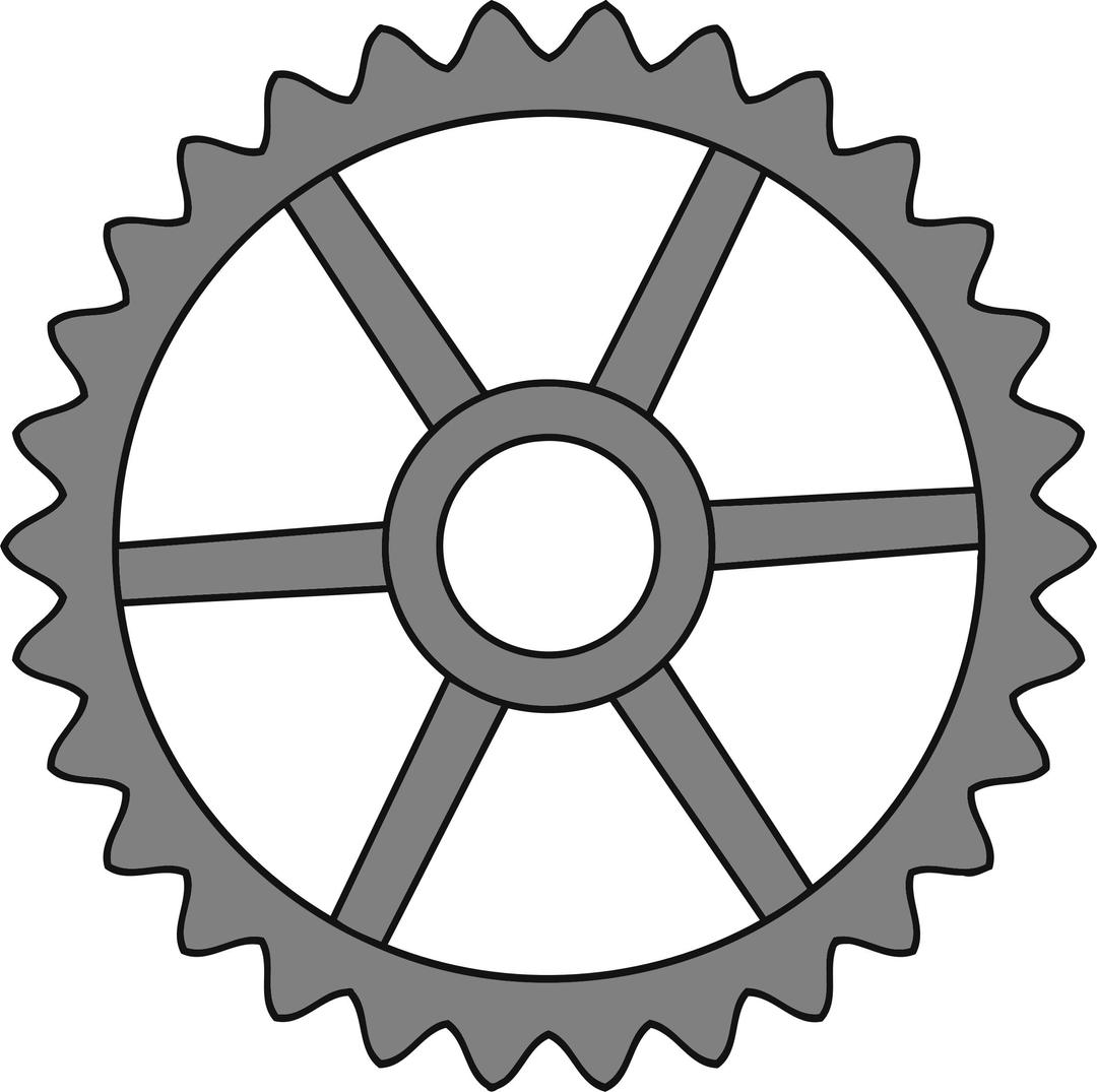 30-tooth gear with trapezium holes png transparent