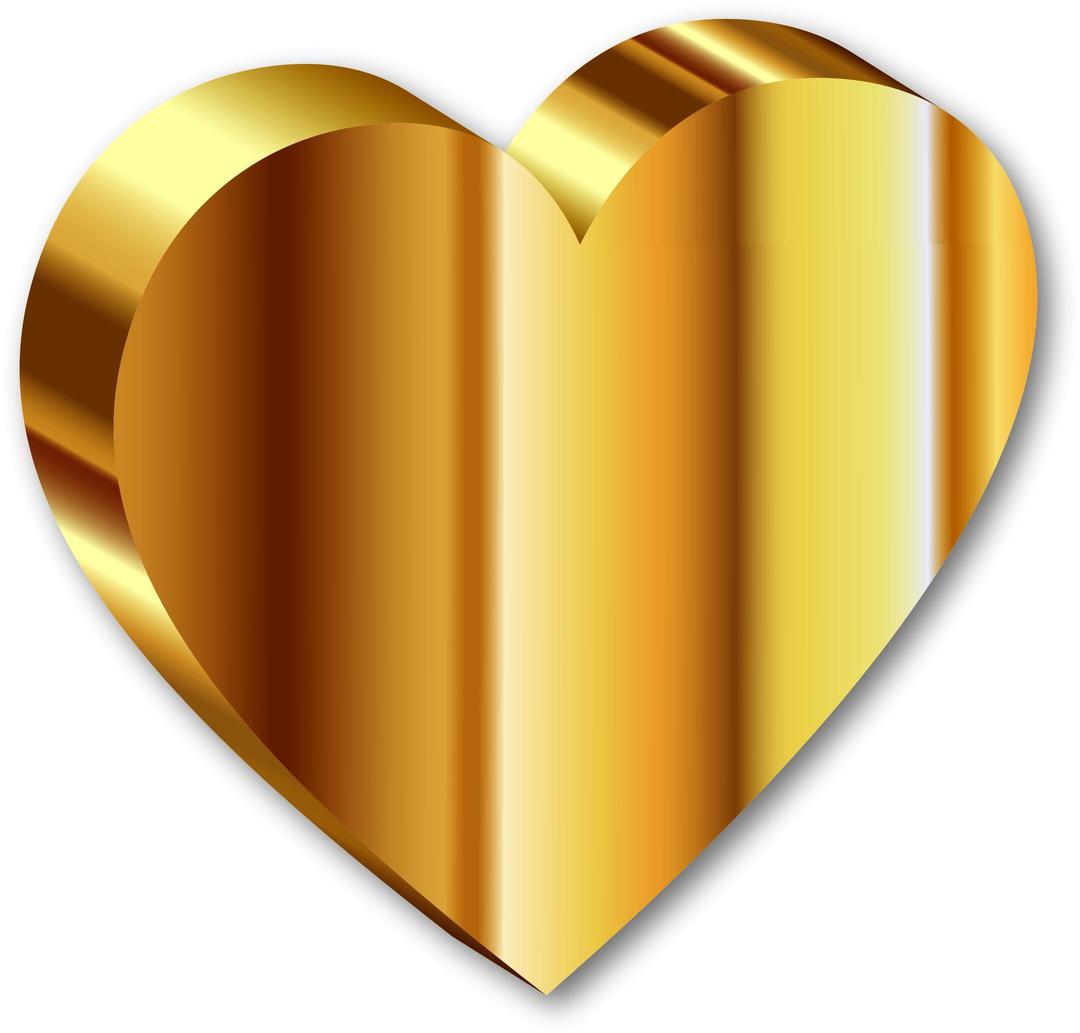 3D Heart Of Gold Deeper Color With Shadow png transparent