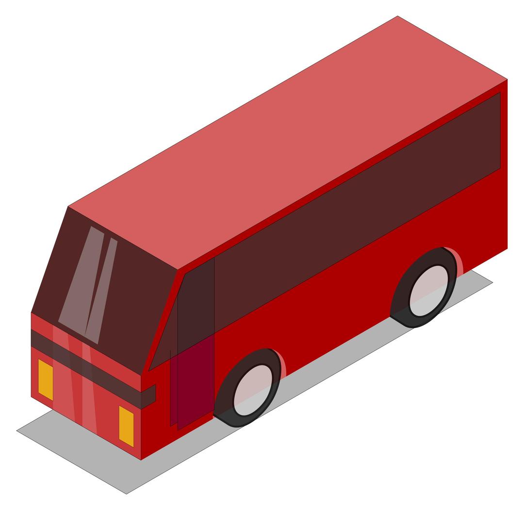3D Isometric Red Bus png transparent