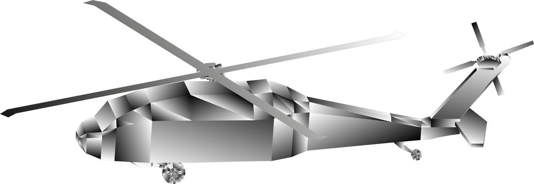 3D Low Poly Blackhawk Helicopter Grayscale 2 png transparent
