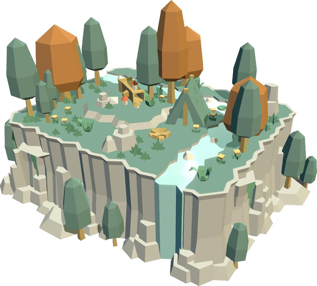 3D Low Poly Nature Scene png transparent