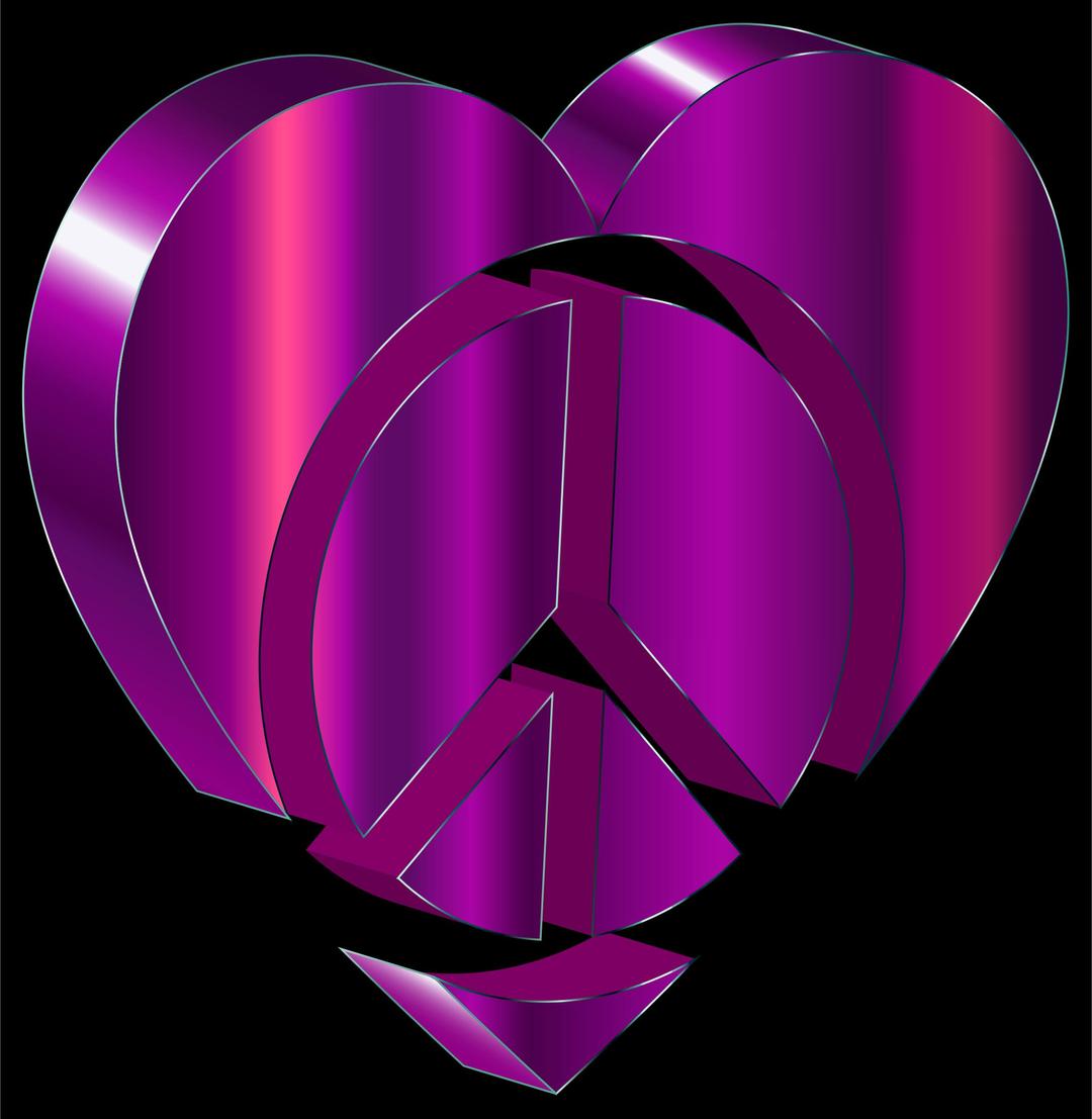 3D Peace Heart Amethyst png transparent