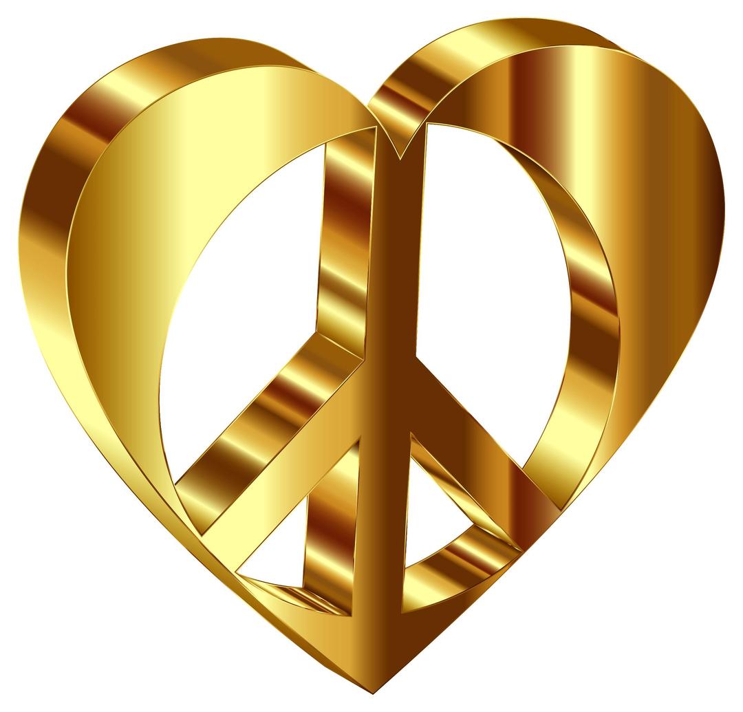 3D Peace Heart Mark II Gold Variation 2 Enhanced Contrast png transparent