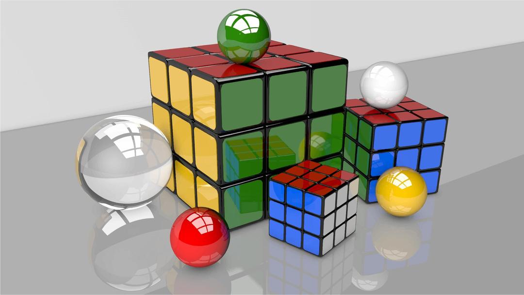 3D Rendered Puzzle Cubes And Spheres png transparent