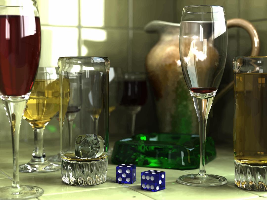 3D Rendered Wine Glasses png transparent