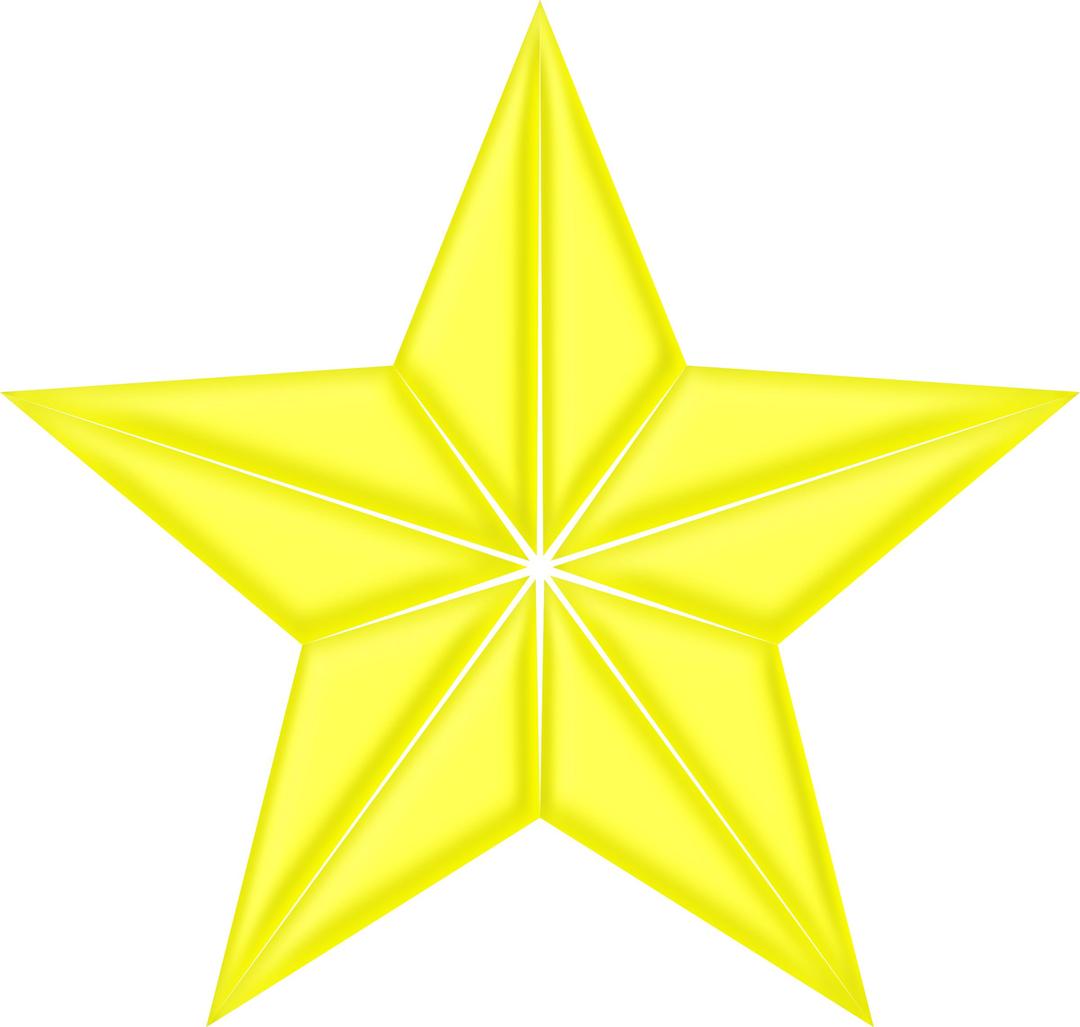 3D segmented yellow star png transparent