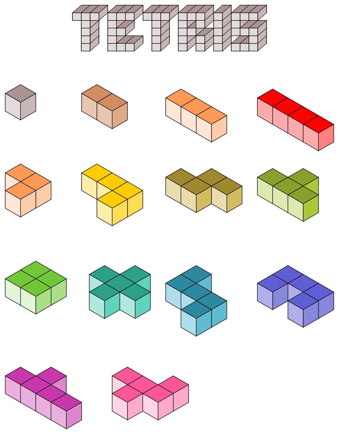 3D Tetris blocks png transparent