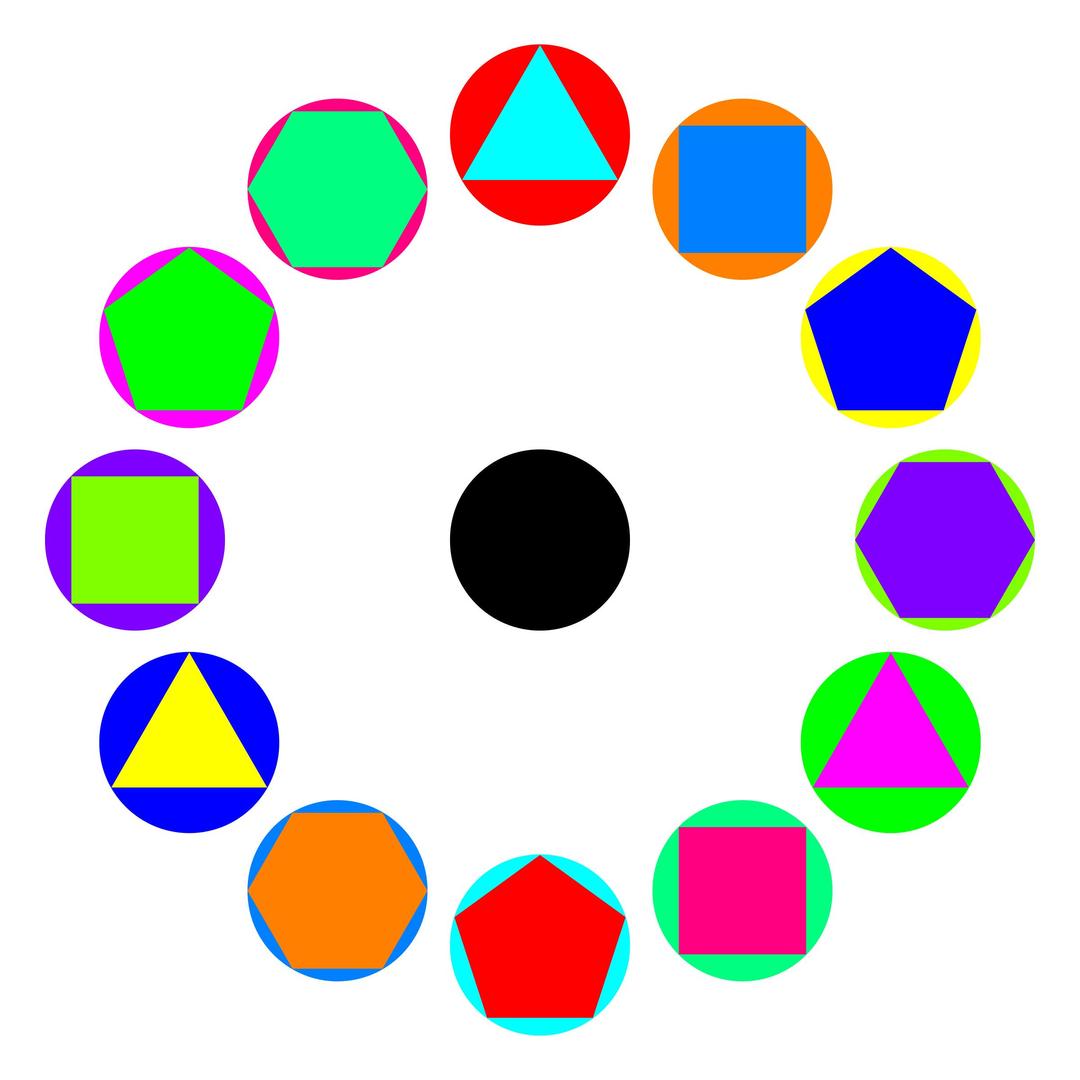 4 polygons in circles rainbow png transparent