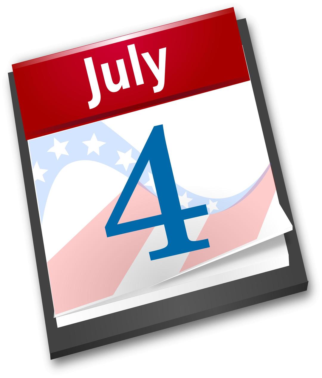 4th July Calendar png transparent