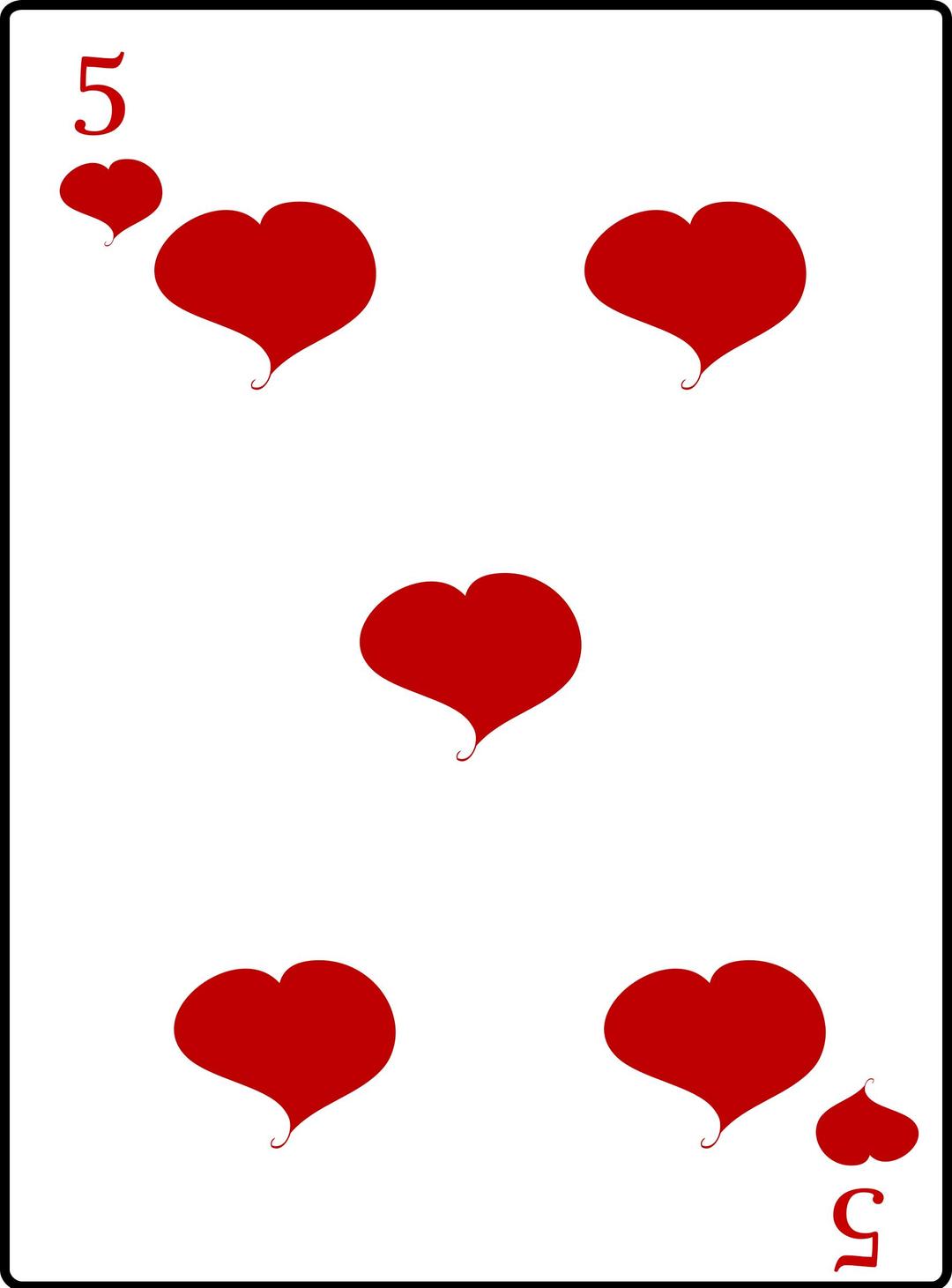 5 of Hearts png transparent