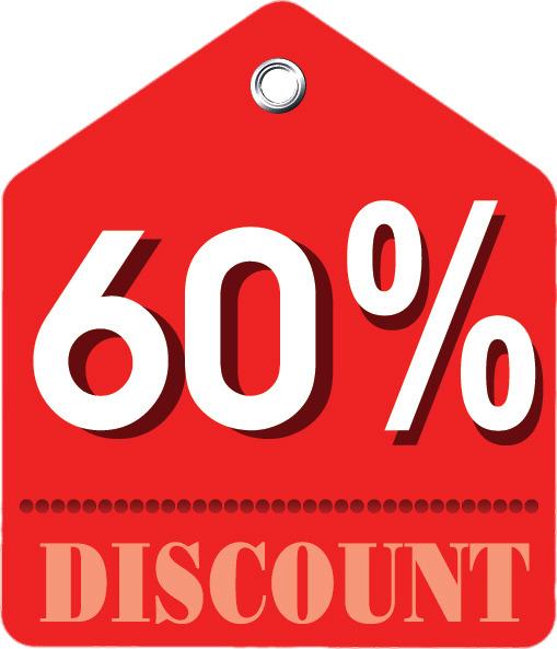 60% Discount Label png transparent