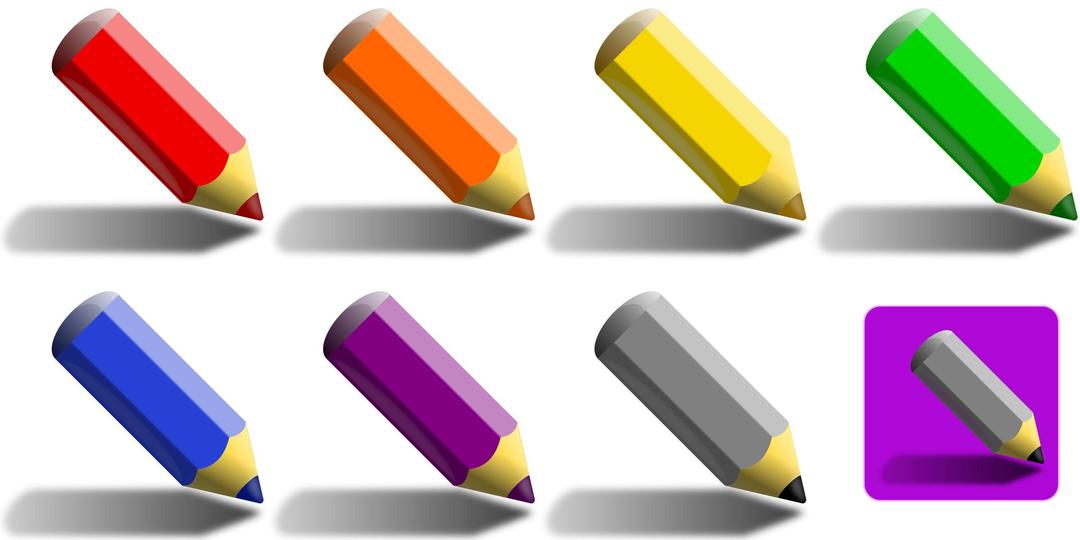 7 color pencils png transparent
