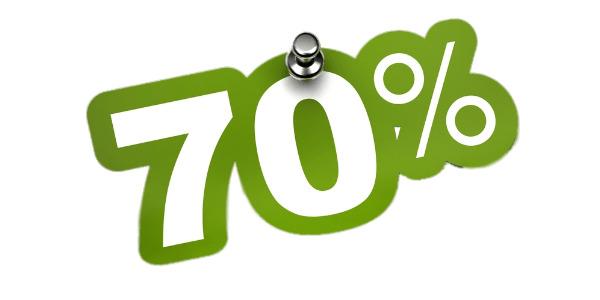 70% Discount Sticker png transparent