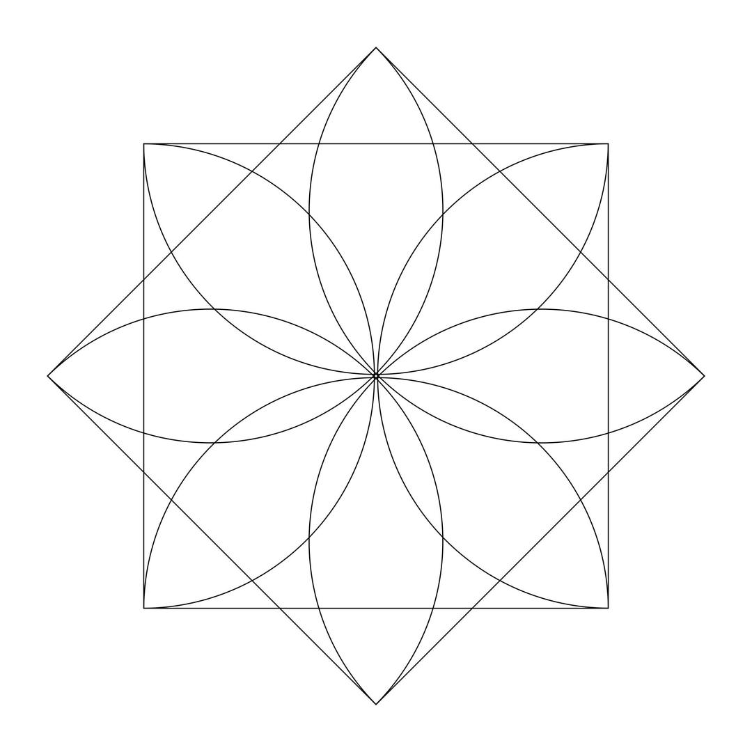 8 half circles octagram png transparent