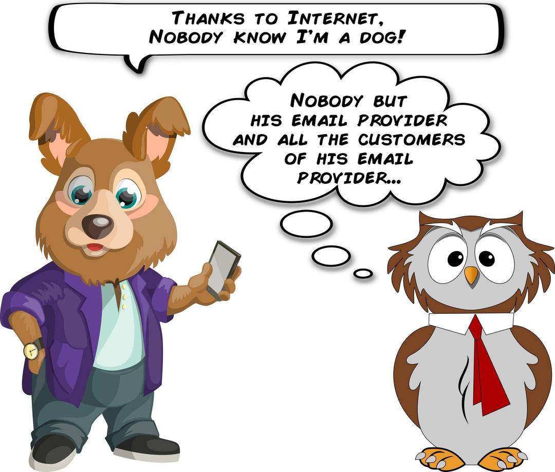 A dog and an owl about email privacy png transparent