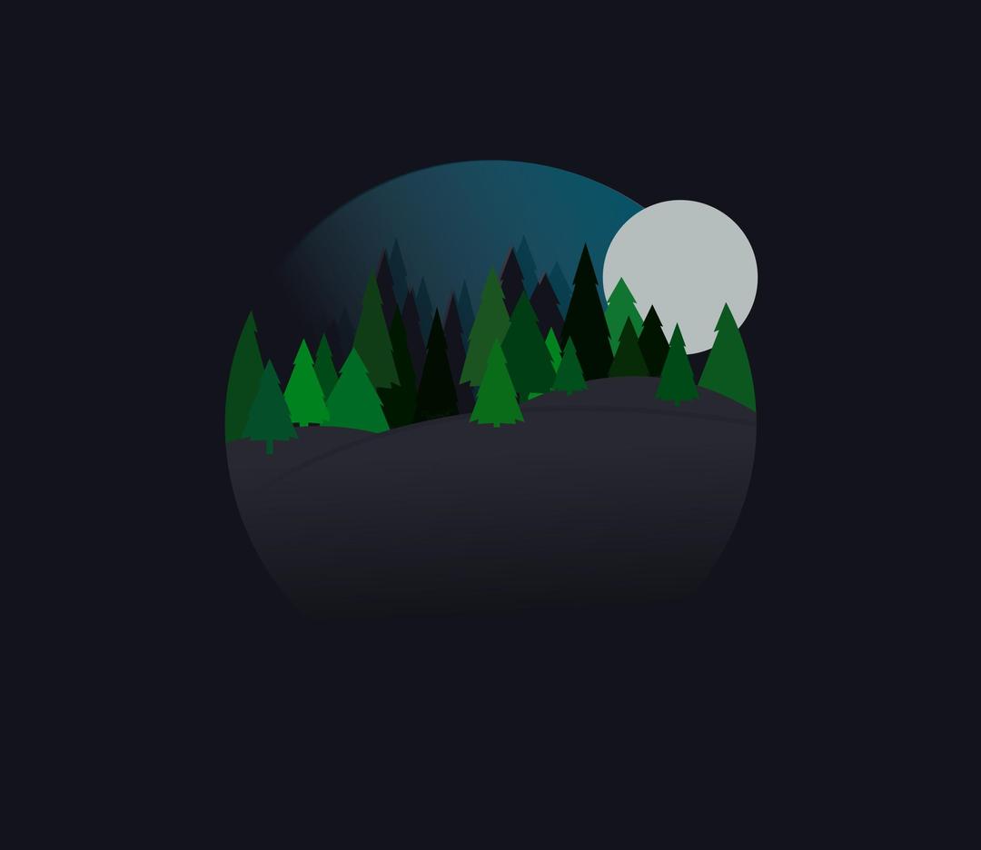 A Nighttime Forest Scene with Trees that is Round png transparent
