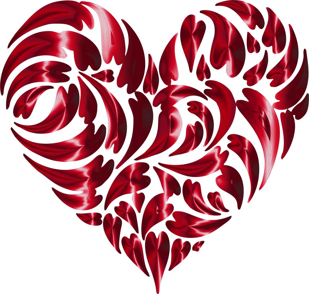 Abstract Distorted Heart Fractal Vermilion No Background png transparent