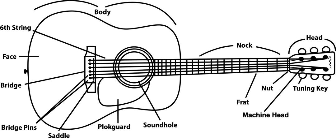 Acoustic guitar (annotated) png transparent