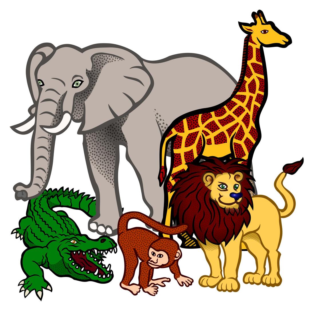 african animals - coloured png transparent