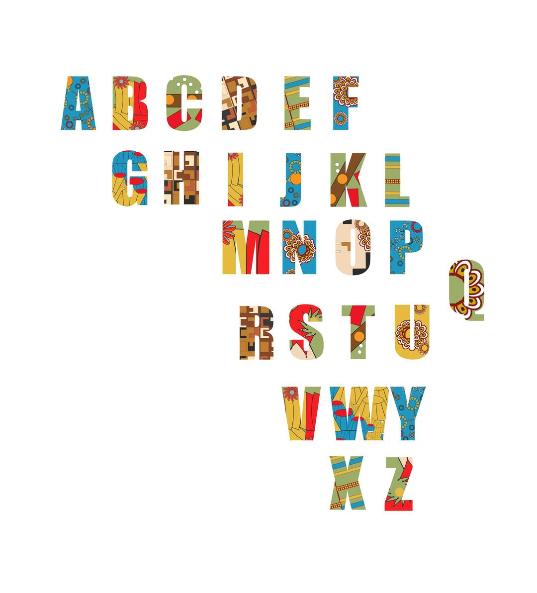 African ethnic abstract alphabet png transparent