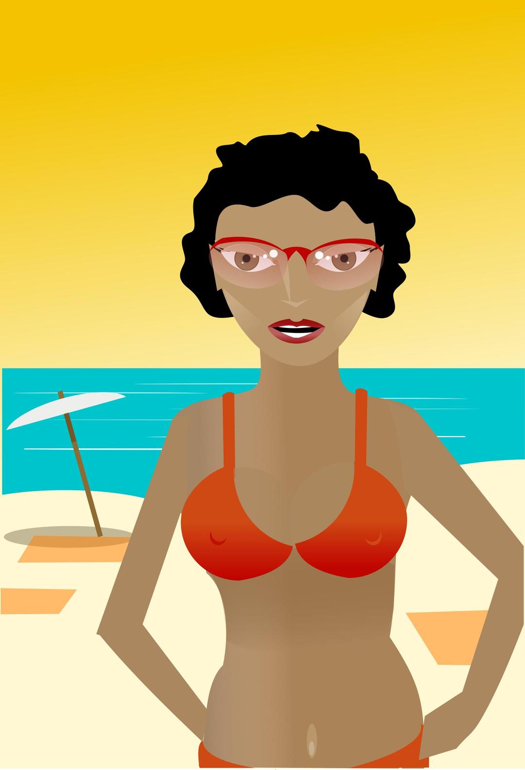 African Lady at the Beach png transparent
