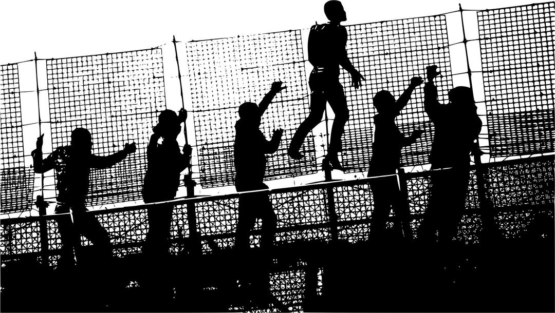 Africans Climbing Fence into Europe png transparent