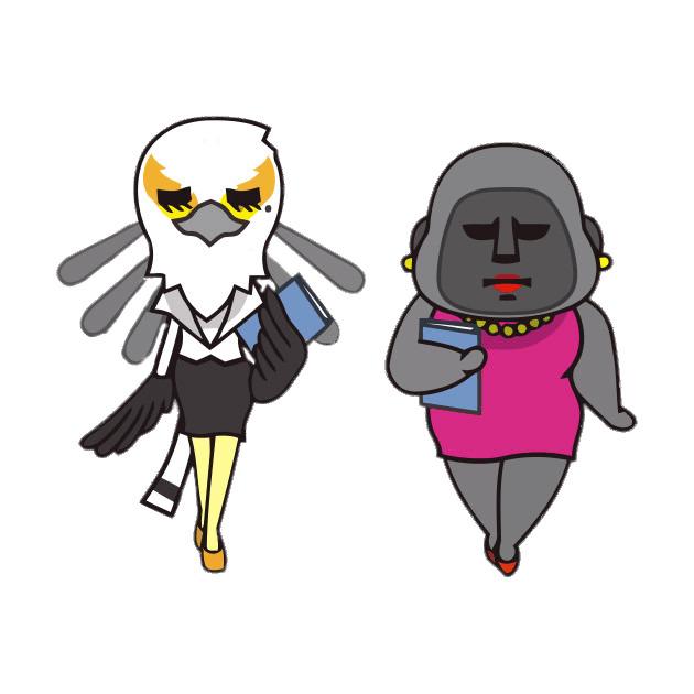 Aggretsuko Director Gori and Ms Washimi At the Office png transparent