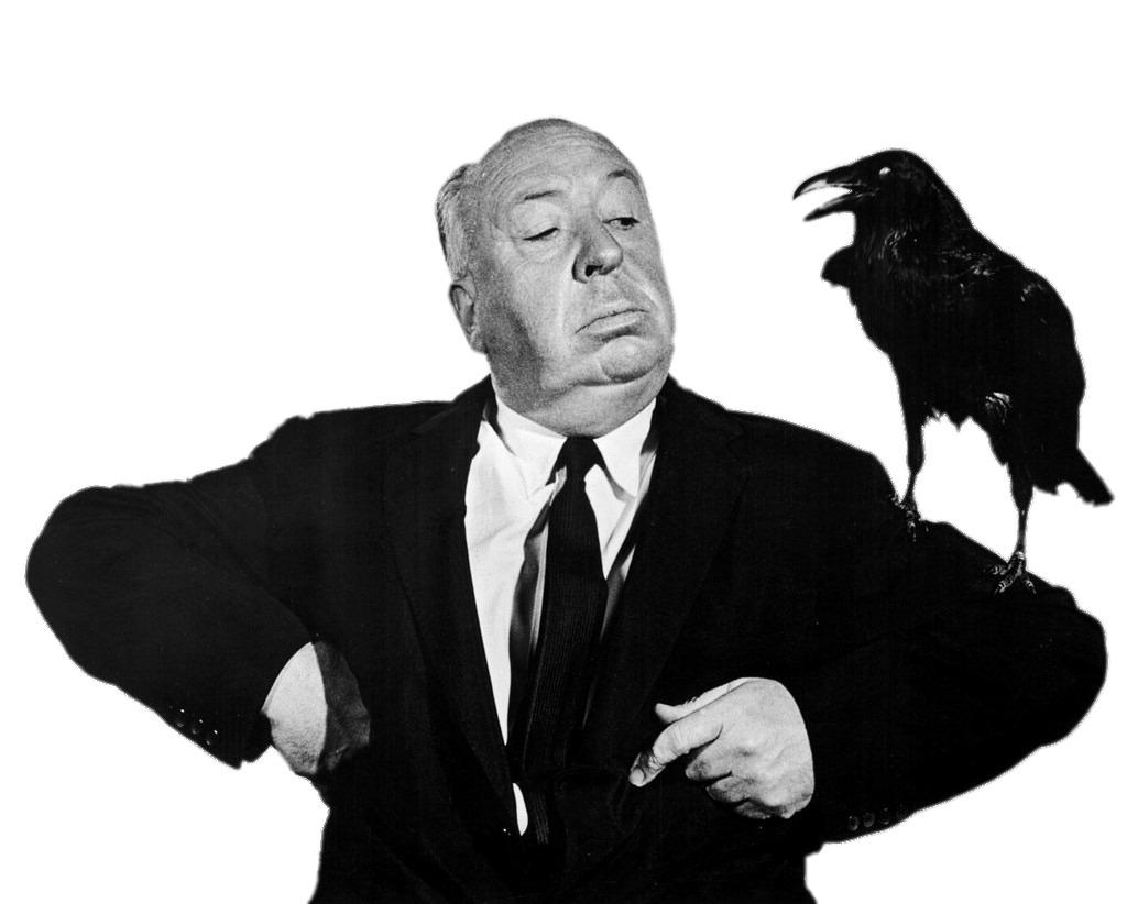Alfred Hitchcock Posing With Crow on His Arm png transparent