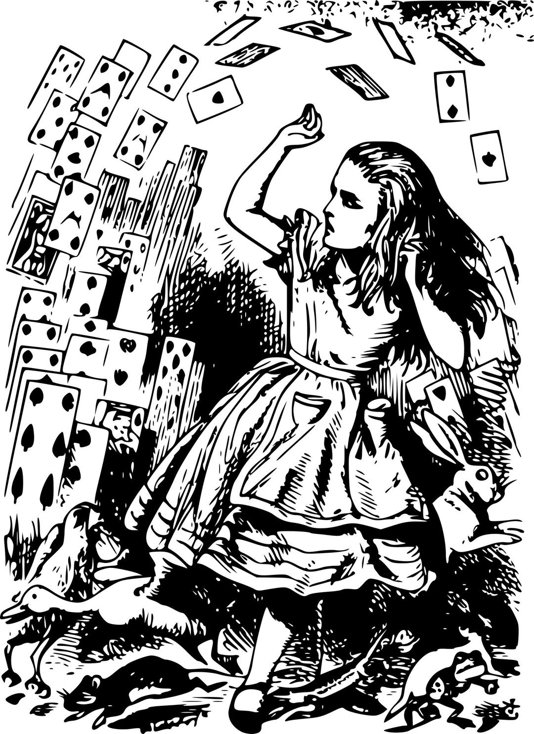 Alice in Wonderland - 42 - cards flying png transparent